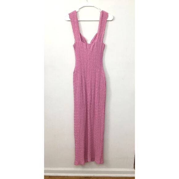 Free People Beach Eleni Stretch Bodycon Midi Dress in Barbie Pink Sz - Picture 4 of 8